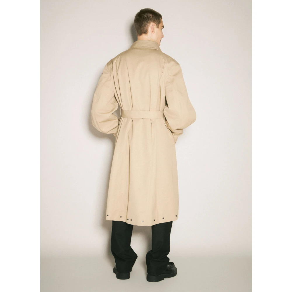 Mugler Twill Trenchcoat met brede kraag Beige Heren