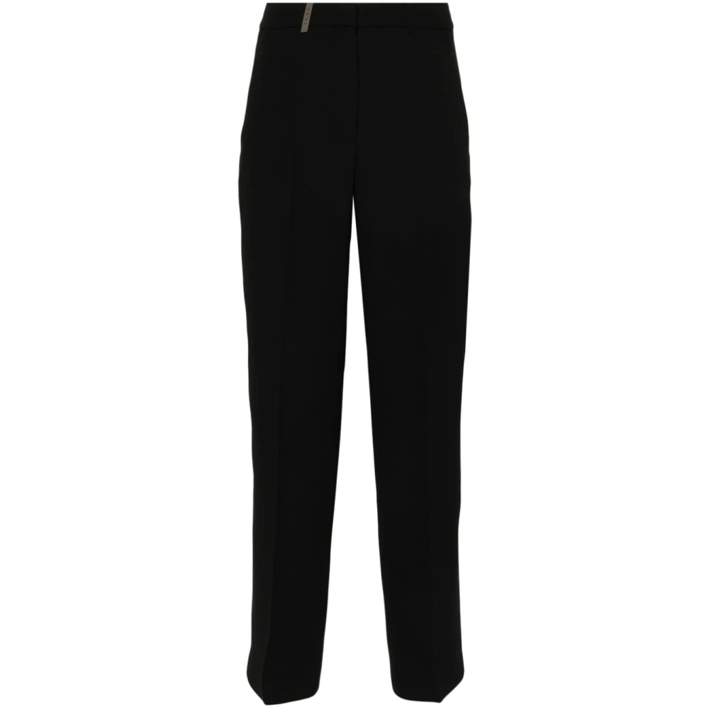 PESERICO Zwarte op maat gemaakte rechte broek Black Dames