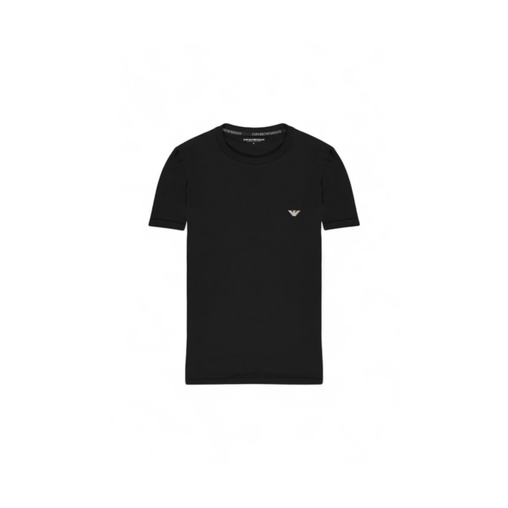 Emporio Armani Mannelijk Zwart Tops Heren, L, Katoen, Katoenen T-Shirt
