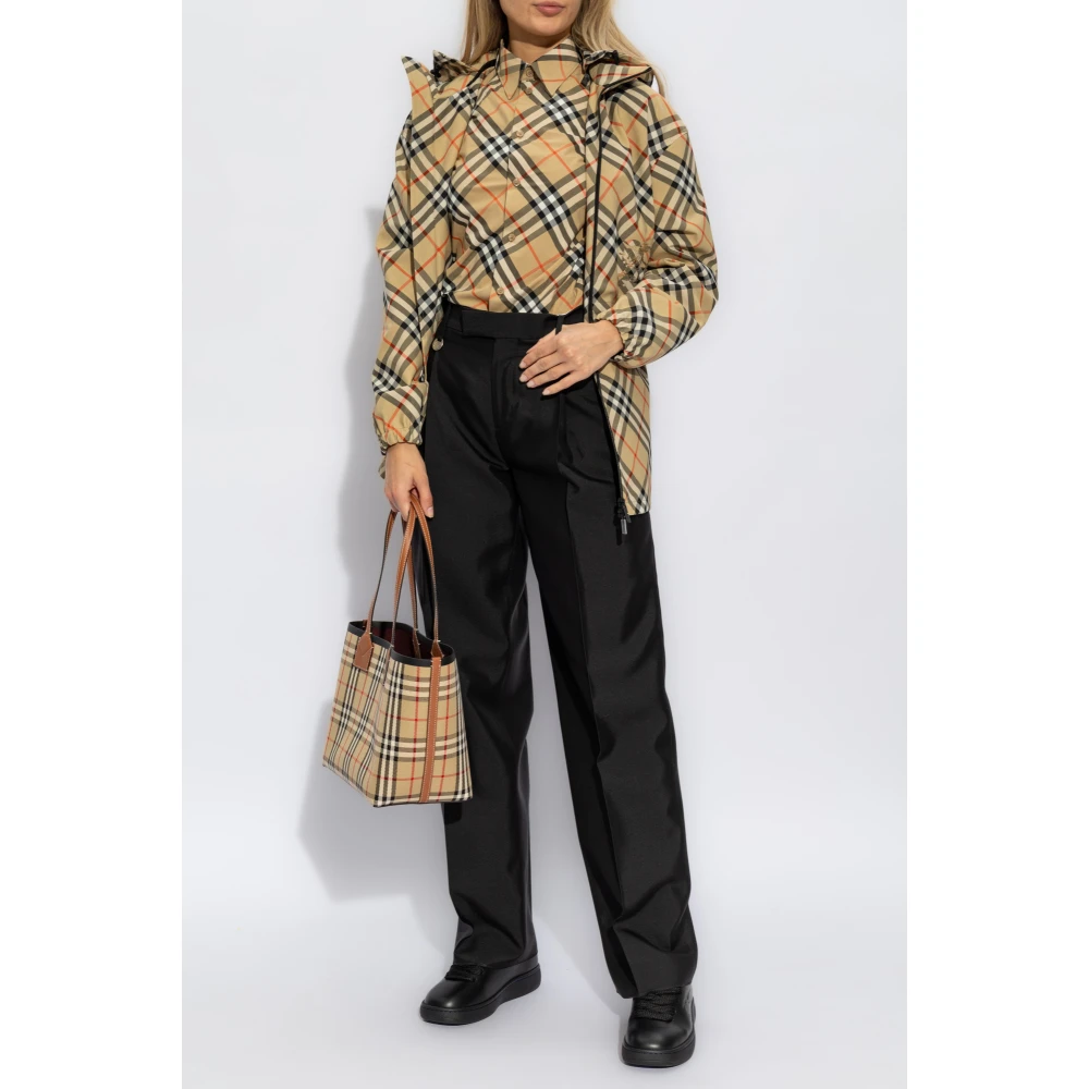 Burberry Geruite jas Beige Dames