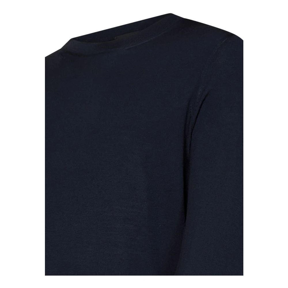 Brioni Geribbelde ronde hals wollen trui in marineblauw Blue Heren