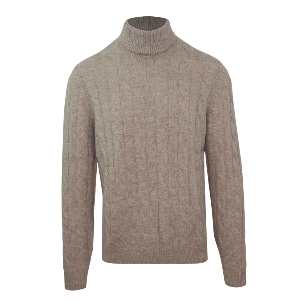 Malo Luxe Wol Cashmere Coltrui Sweater Brown Heren