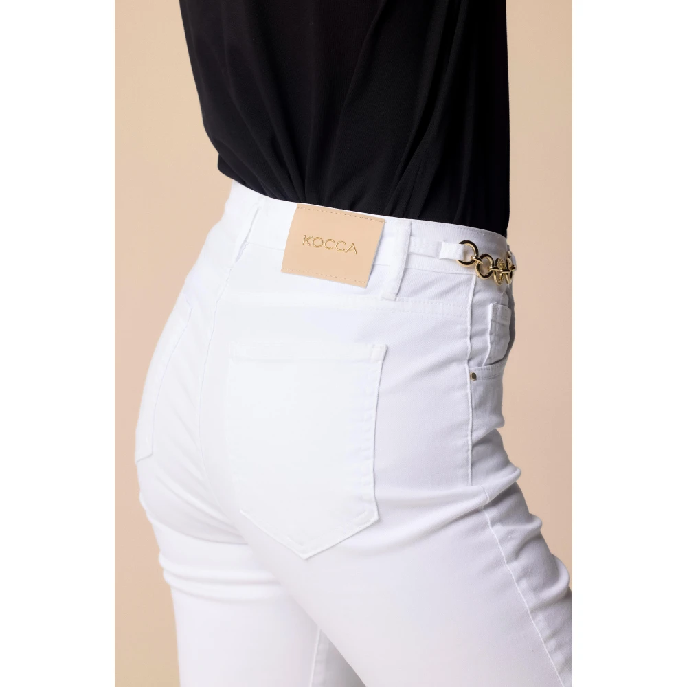 Kocca Hoge taille broek met gouden detail White Dames