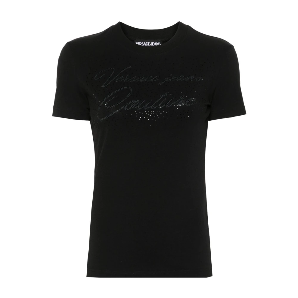 Versace Jeans Couture Logo Print Katoenen T-shirt Italië Gemaakt Black