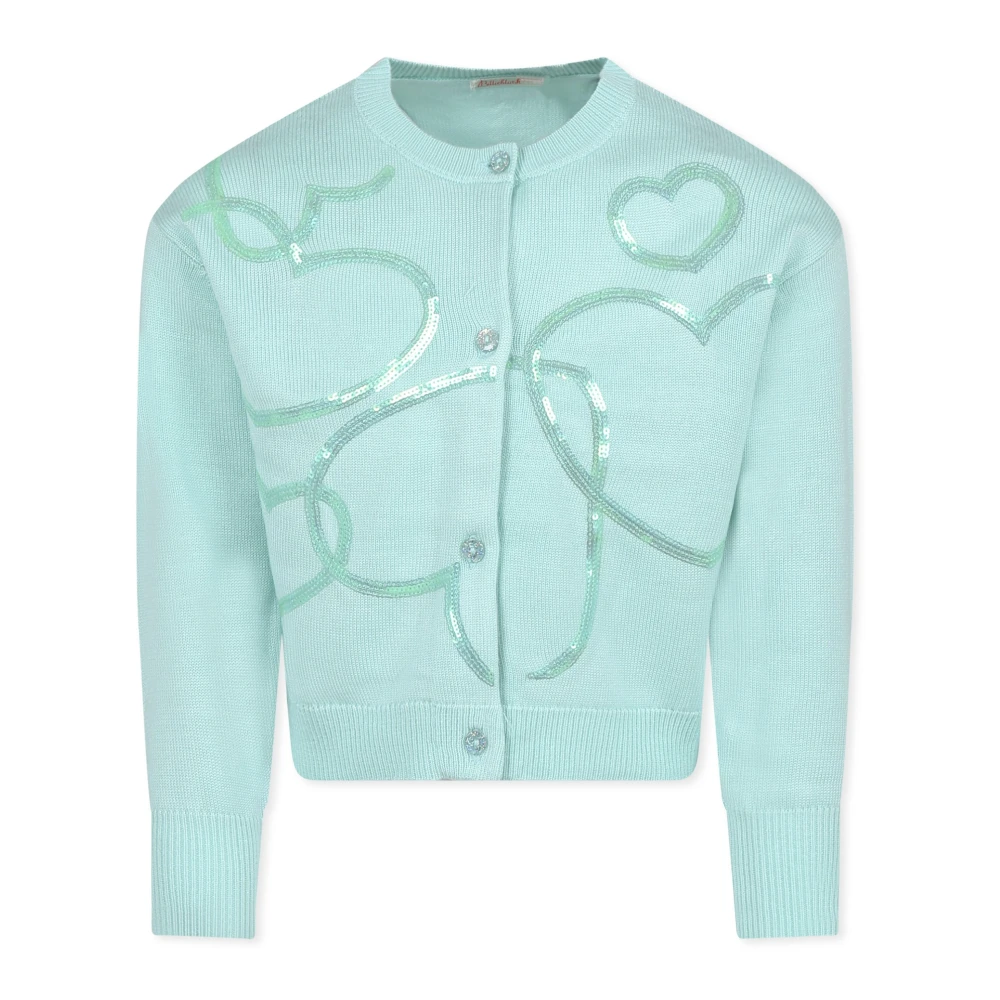 Billieblush Grön Sequin Heart Cardigan Green, Unisex