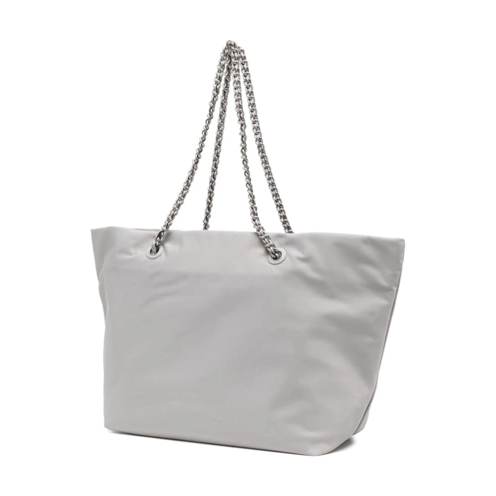 TORY BURCH Stijlvolle Schoudertas met Logo Patch Gray Dames