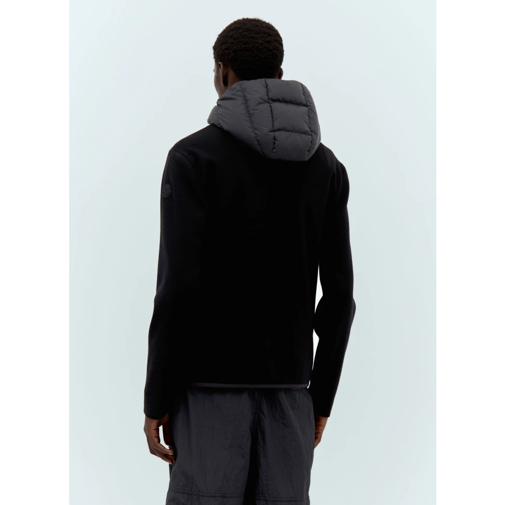 Moncler Gewatteerde Hoodie met Rits Black Heren
