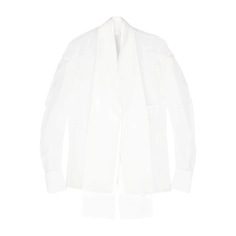 Genny Doorschijnende Organza V-Hals Blouse White Dames