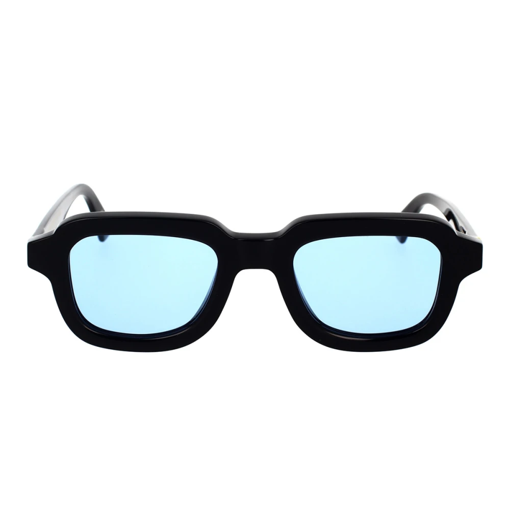Moderne firkantede solbriller med blå linser