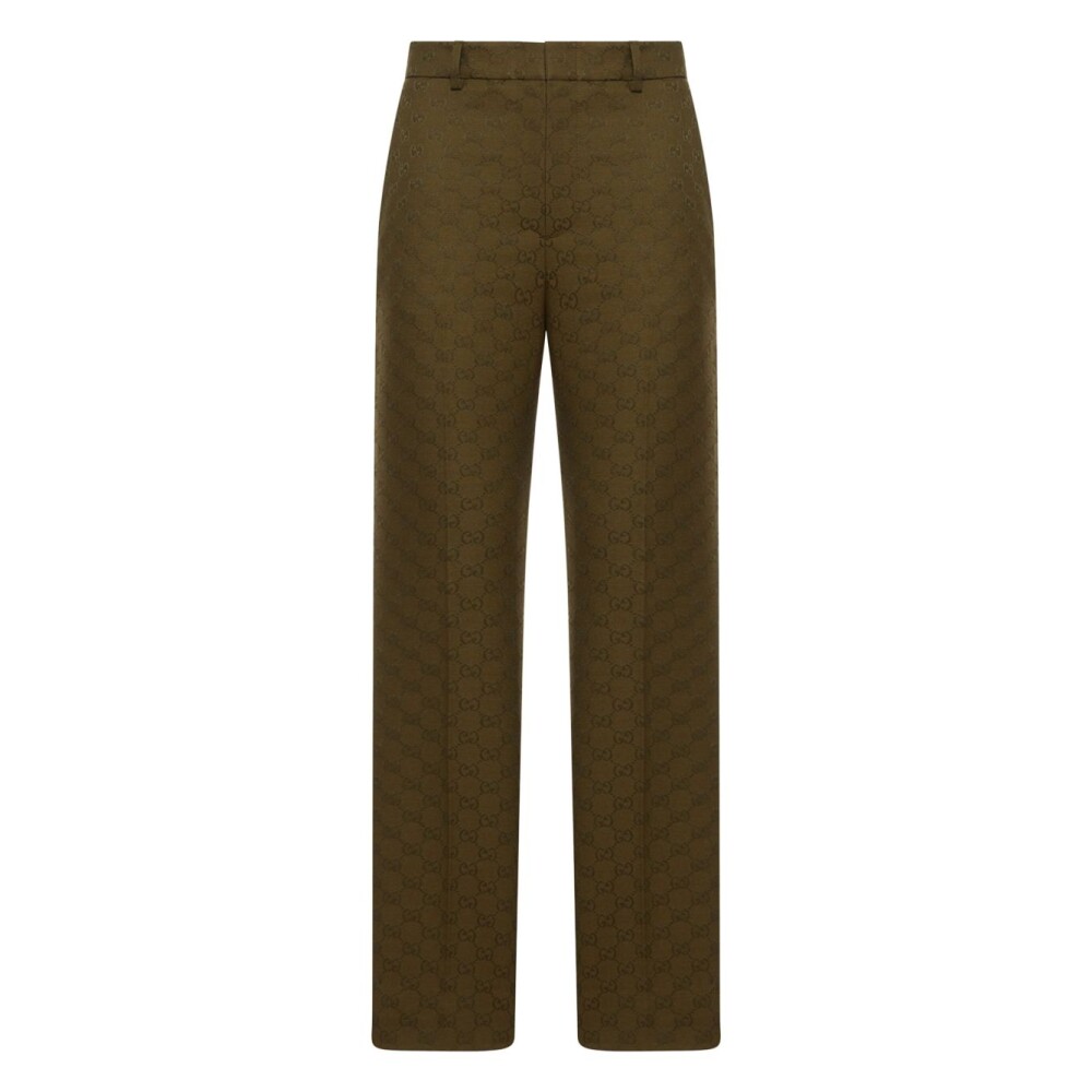 パンツ GUCCI Women Straight Pants 810373ZARFV 3583 green GG velvet trousers in emerald green | GUCCI® SI