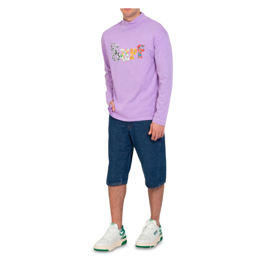 ERL Paarse Surf Patch Longsleeve Tee Purple Heren