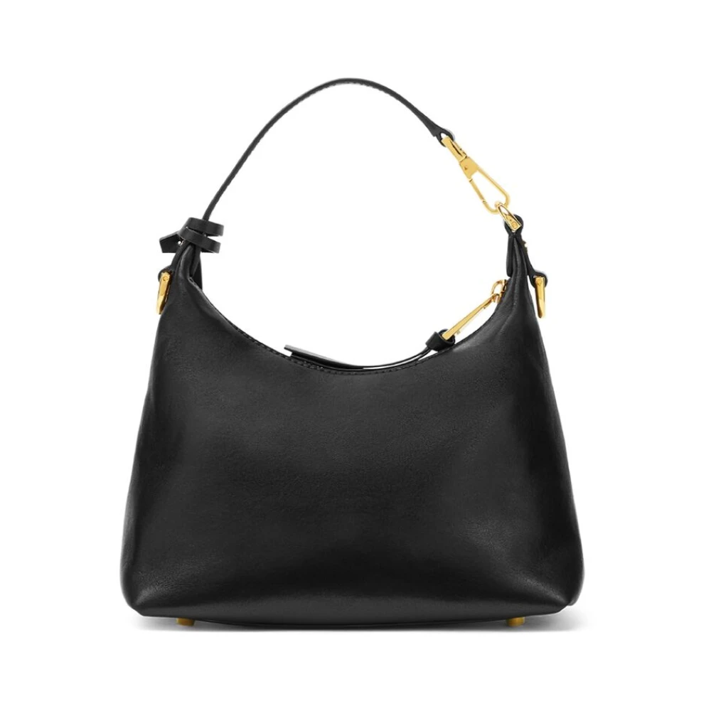 Versace Zwarte Leren Schoudertas met Rits Black Dames