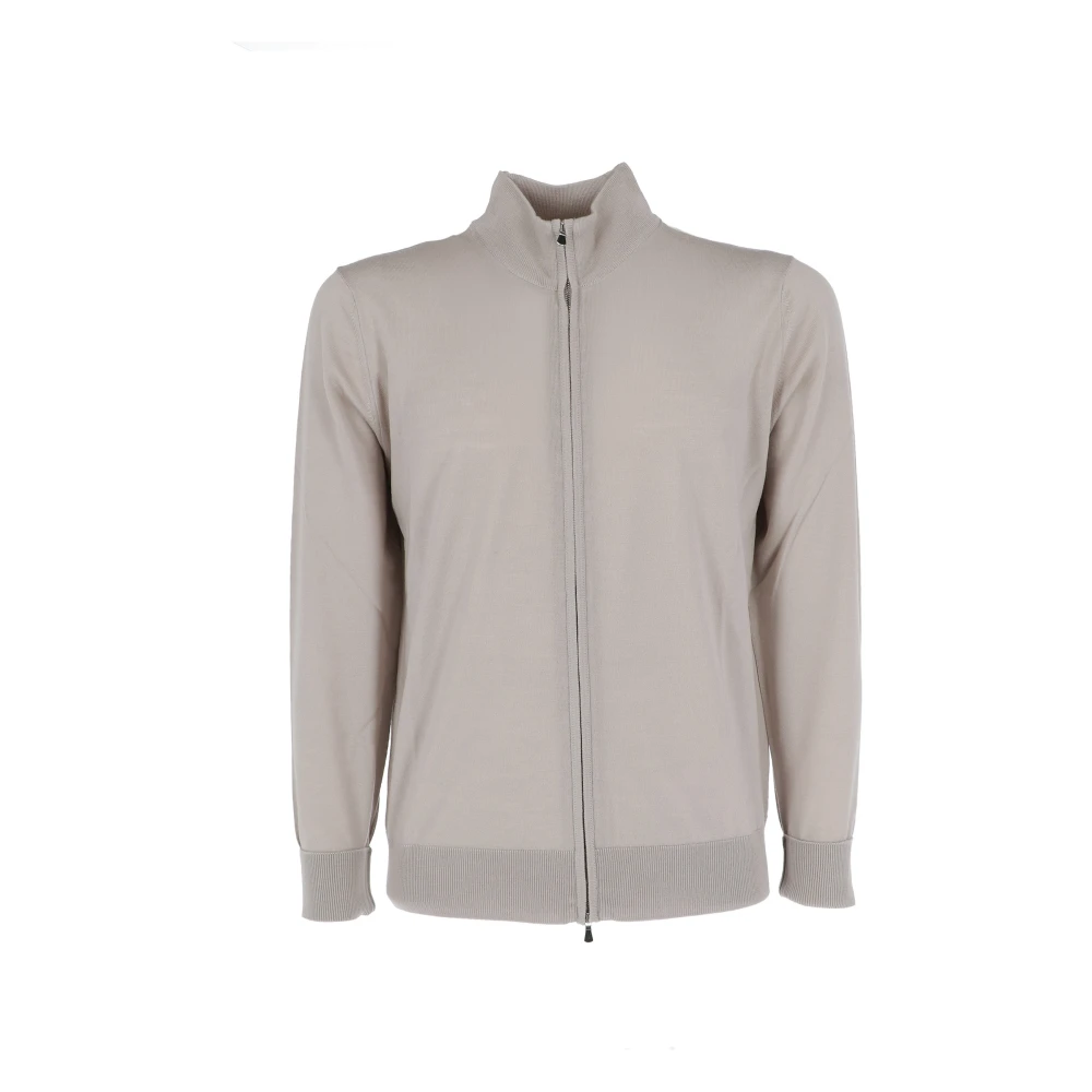 Filippo De Laurentiis Stijlvolle Fullzip Cardigan voor Vrouwen Beige Heren