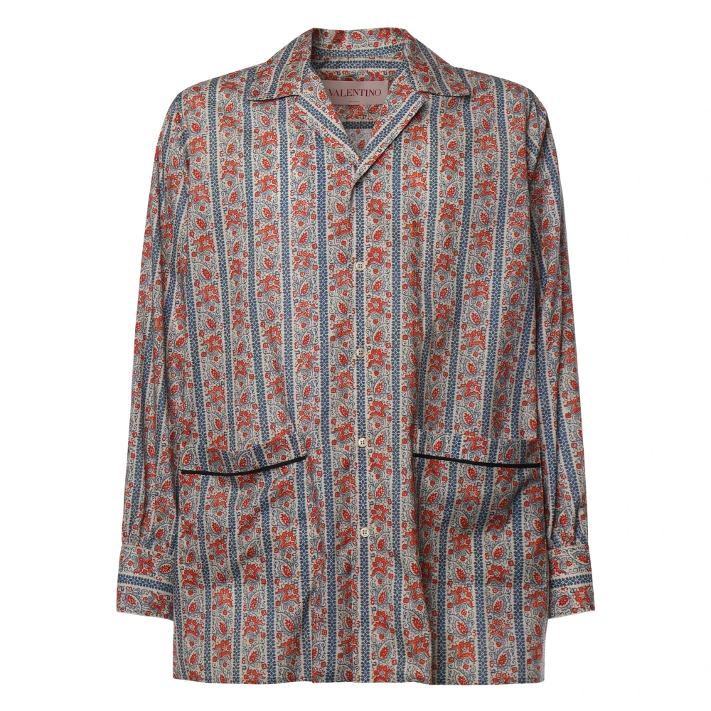 Valentino Garavani Rode Imaginaire Print Katoenen Overhemden Red Heren