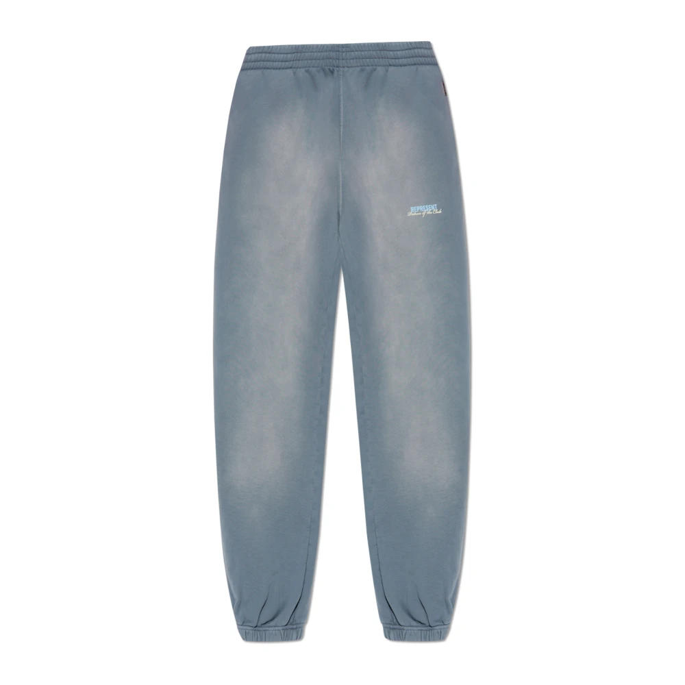 Represent Katoenen Logo Print Sweatpants Gray Heren