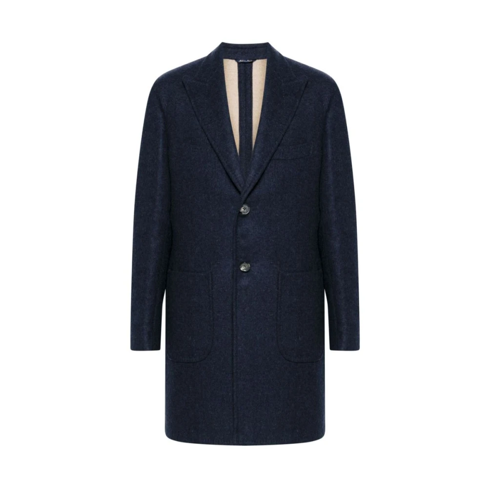 Gabo Napoli Navy Blue Wool Blend Coat Blue, Herr