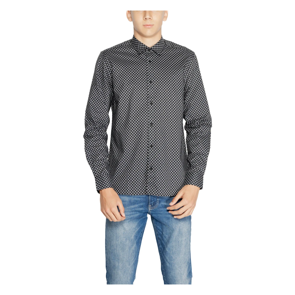 Antony Morato Geometrische Grijze Katoenen Shirt voor Mannen Gray Heren