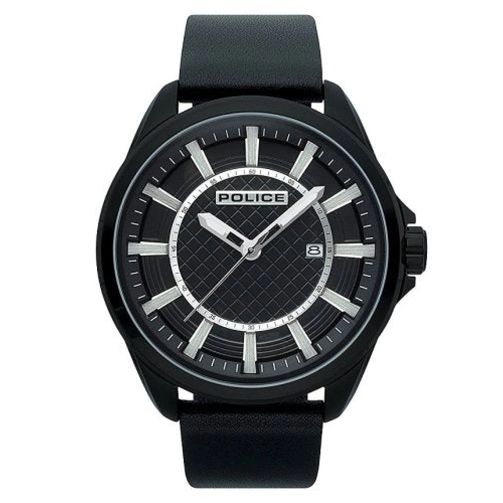 Police Men's Black Watch Stainless Steel Leather Strap 50Mm Checkmate Pl.15408jsb/02 - Watches - One Size - Accessories