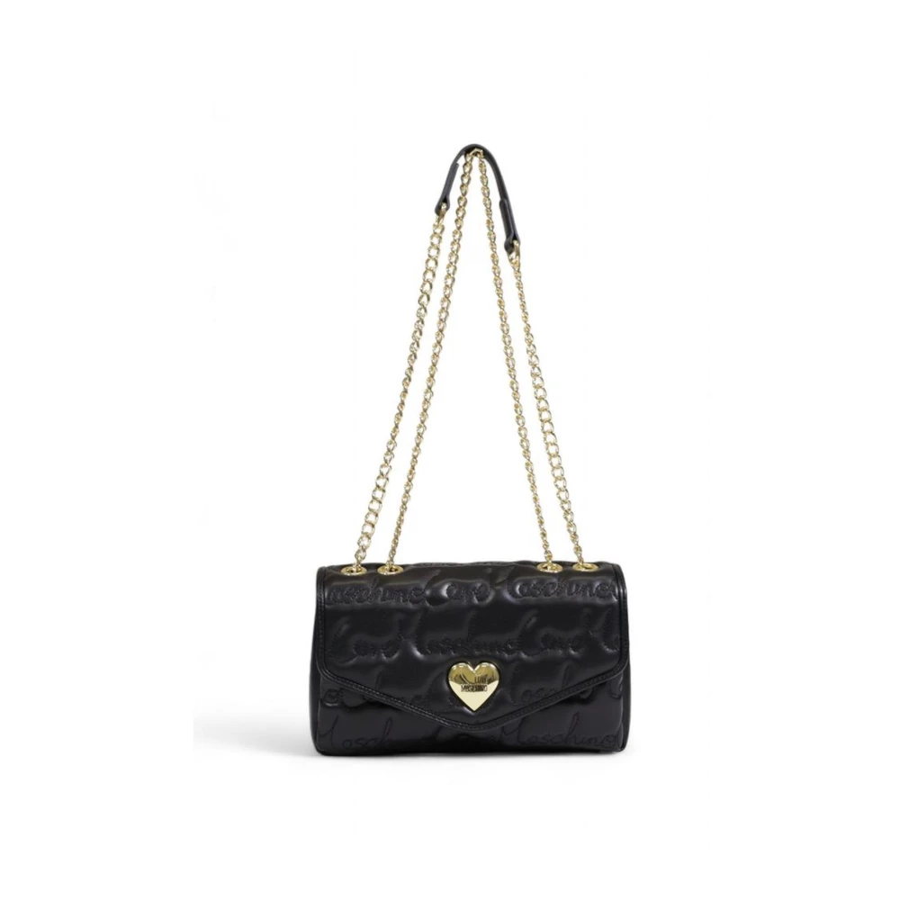 Love Moschino Zwarte polyurethaan handtas met strak ontwerp Black Dames