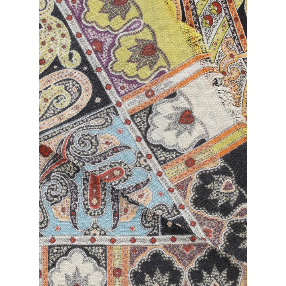 ETRO Multicolor Paisley Print Kasjmier Zijden Sjaal Multicolor Dames