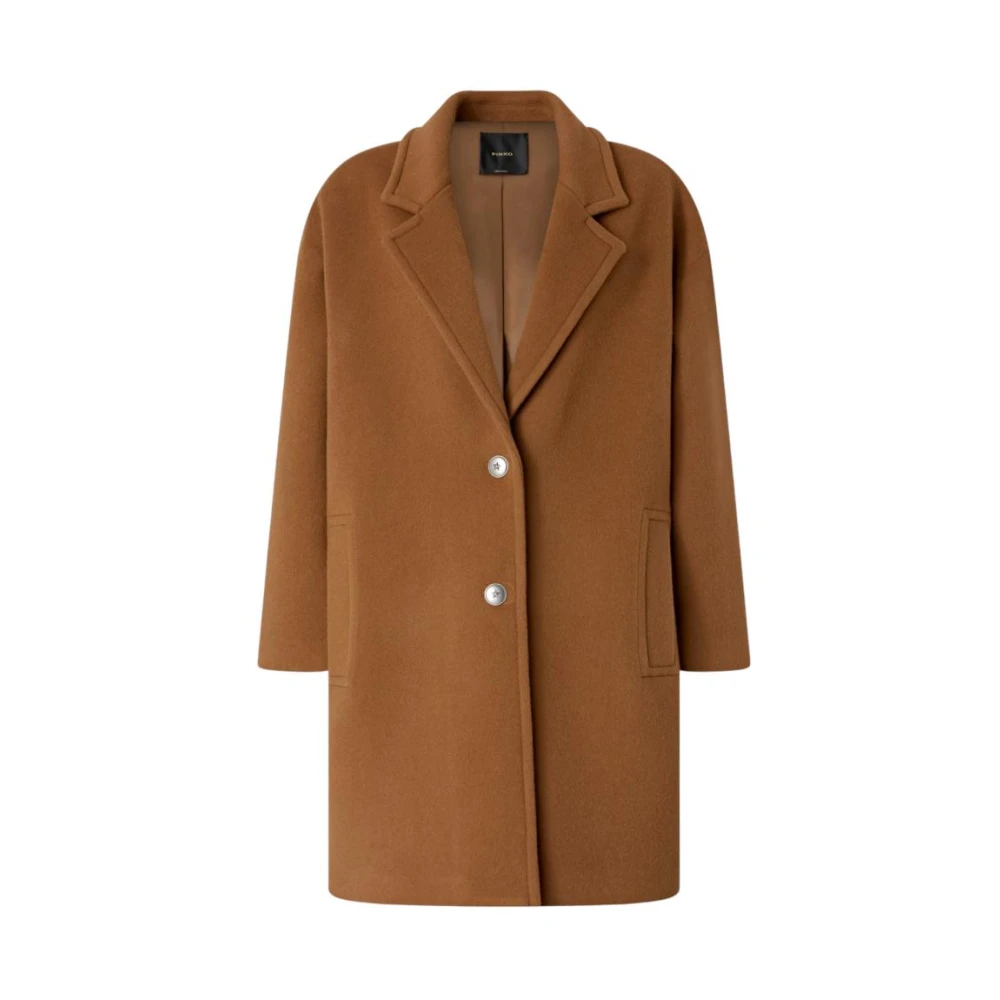 Pinko Women's Brown Single-Breasted Coats, S, Chipster Coat