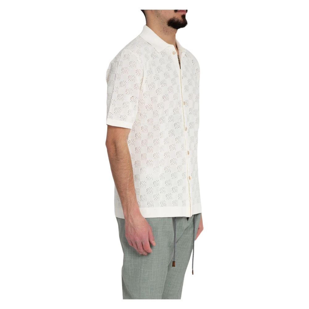 Eleventy Katoenen Jacquard Shirt White Heren