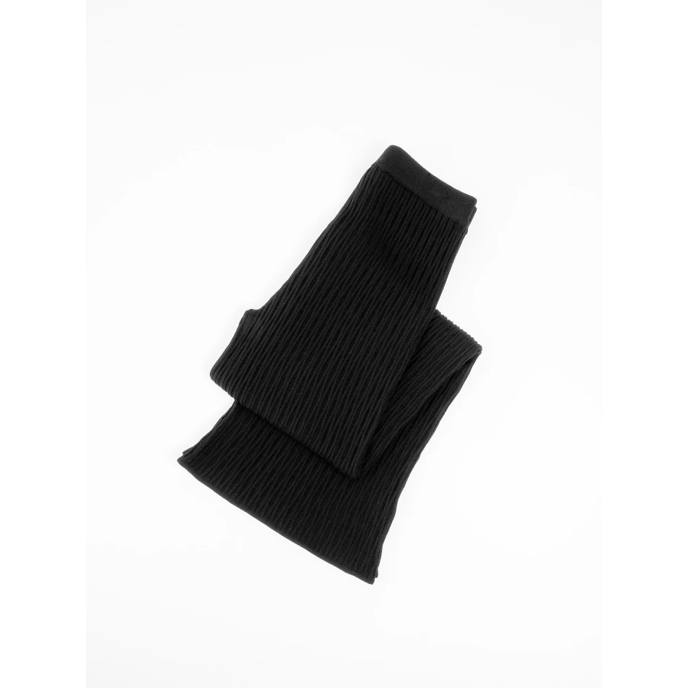 Roberto Collina Zwarte Gebreide Broek Met Wijde Pijpen Black Dames
