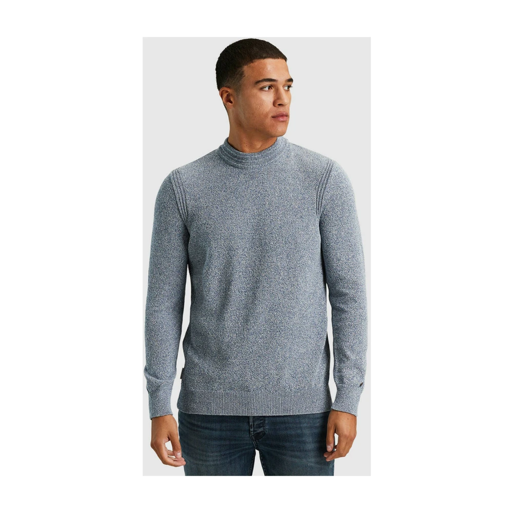 Cast Iron Mock Neck Katoenmix Pullover Gray Heren