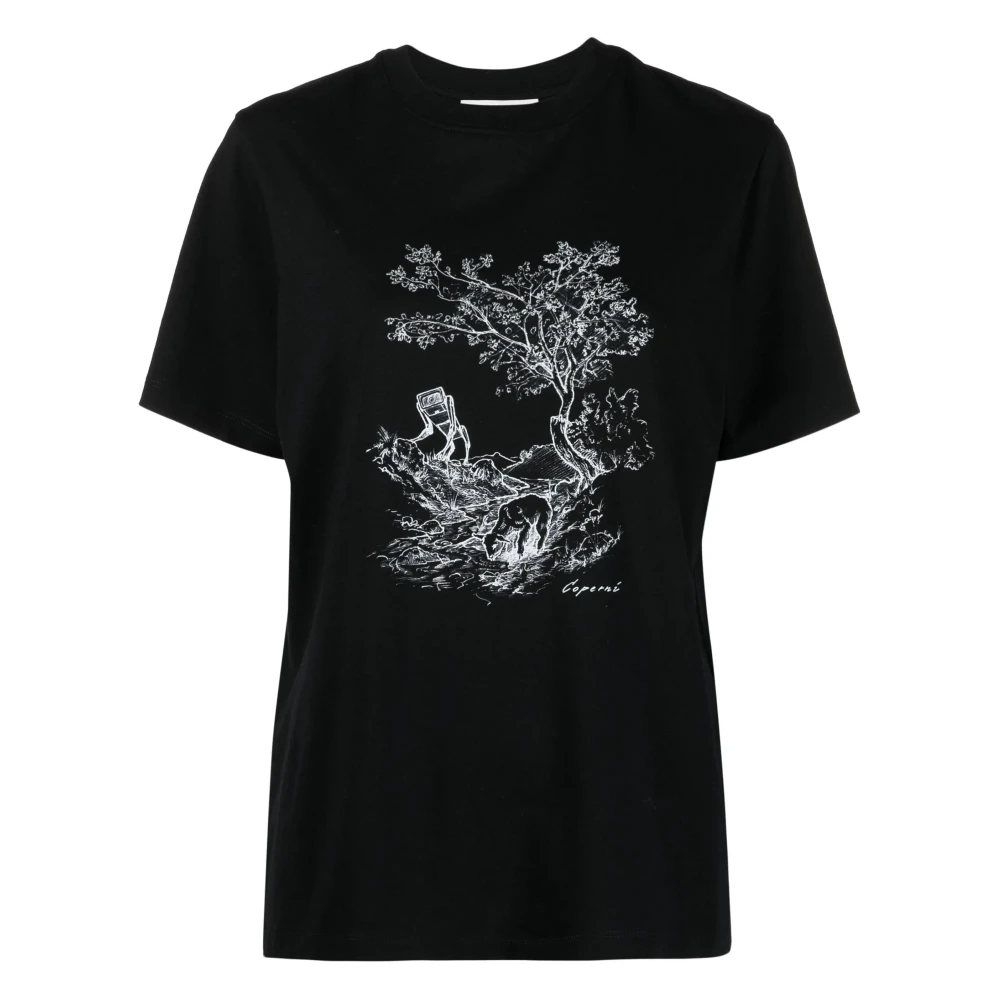 Coperni Zwarte Boxy Toile de Jouy T-Shirt Black Dames