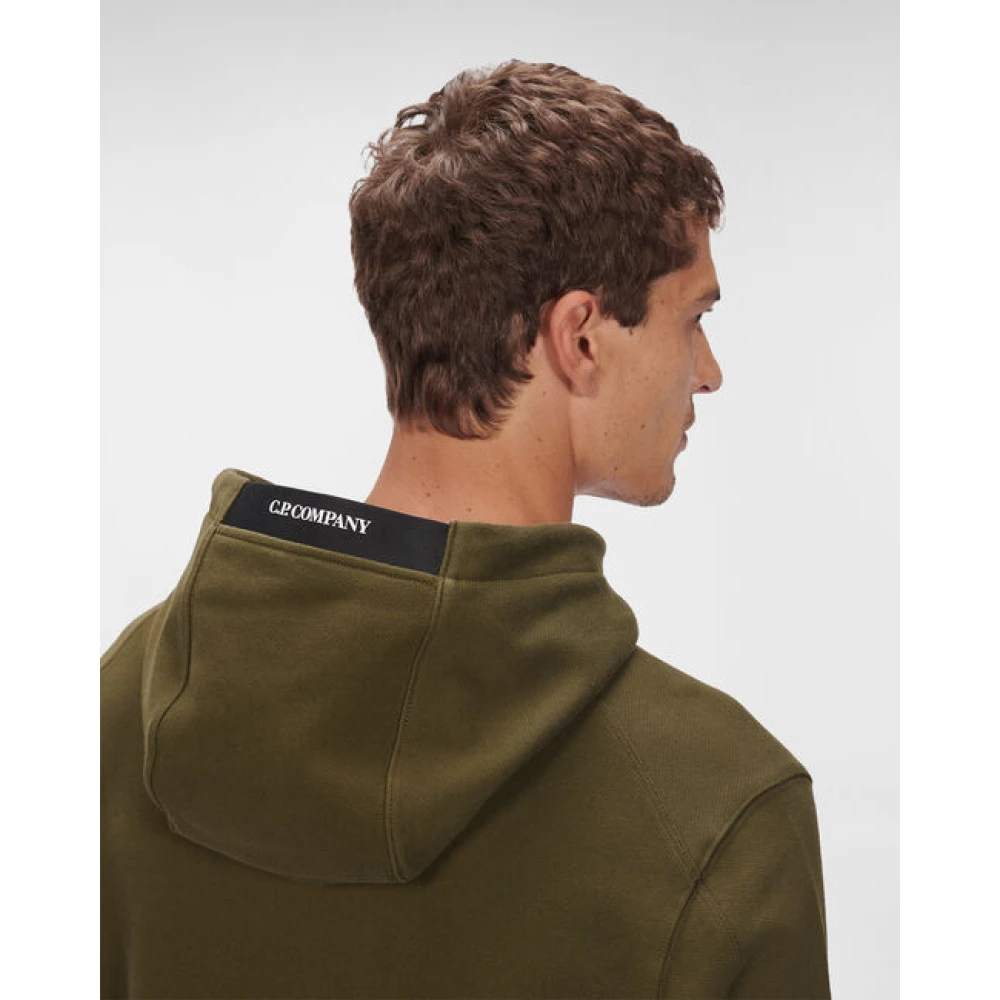 C.P. Company Diagonal Fleece Pullover Hoodie Green Heren