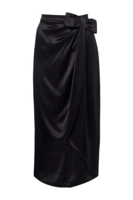 Bow Draped Midi Skirt