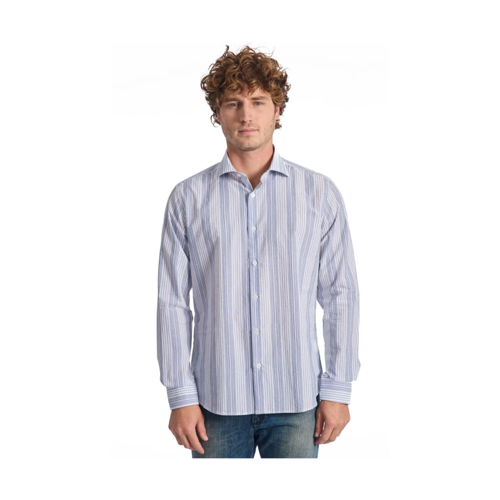 Baldinini Tijdloos Gestreept Overhemd Elegante Stijl Blue Heren