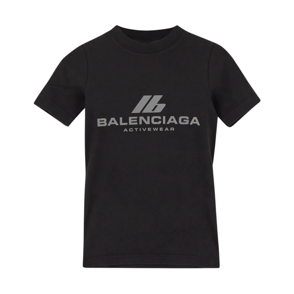 Balenciaga Katoenen Logo T-shirt Black Dames