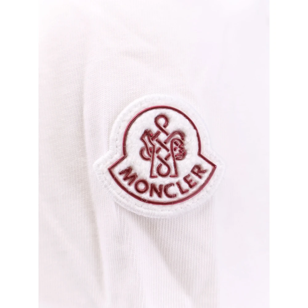Moncler Katoenen T-shirt met Logo Borduurwerk White Dames