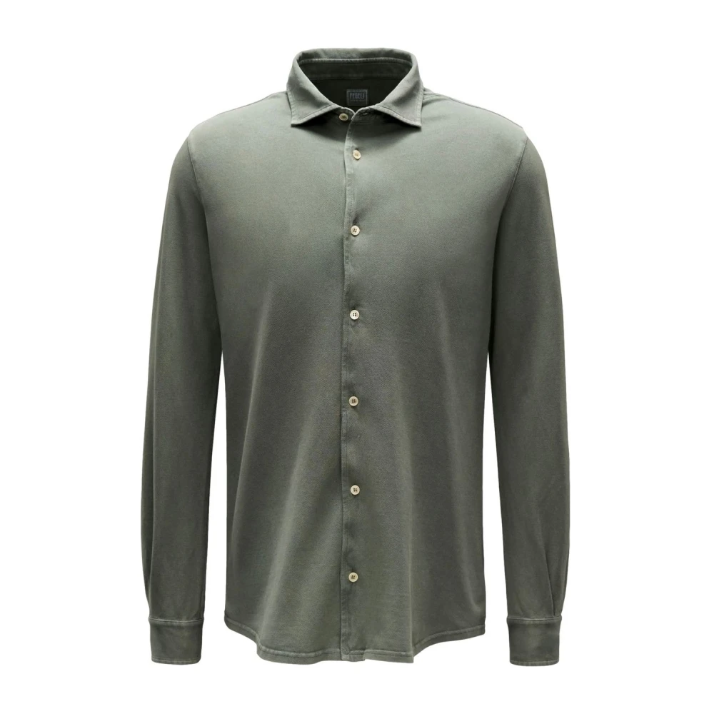 Fedeli Men's Green Casual Shirts, 2XL, Piqué Shirt