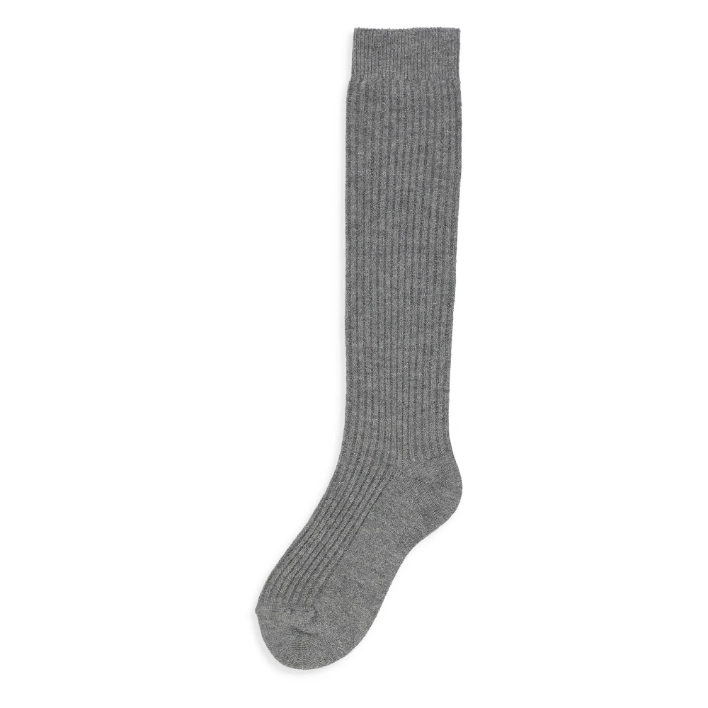 BRUNELLO CUCINELLI Grijze Kasjmier Viscose Sokken Lurex Details Gray Dames