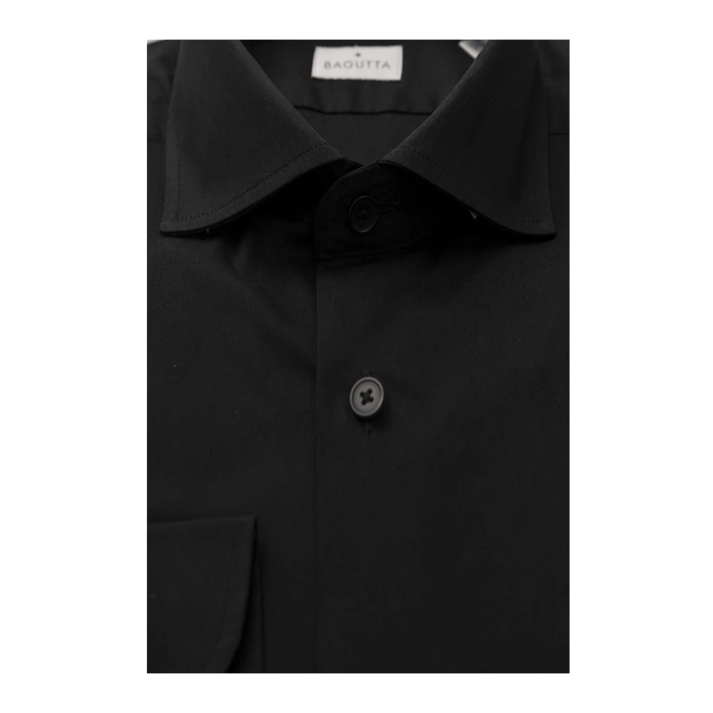 Bagutta Tijdloos Slim Fit Frans Kraag Overhemd Black Heren