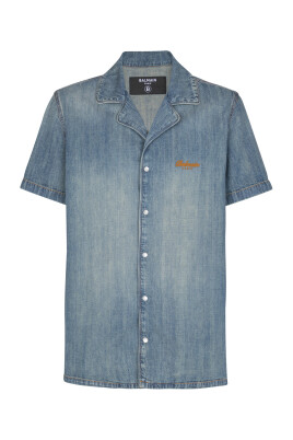 chemise-pyjama-a-manches-courtes-en-denim-delave