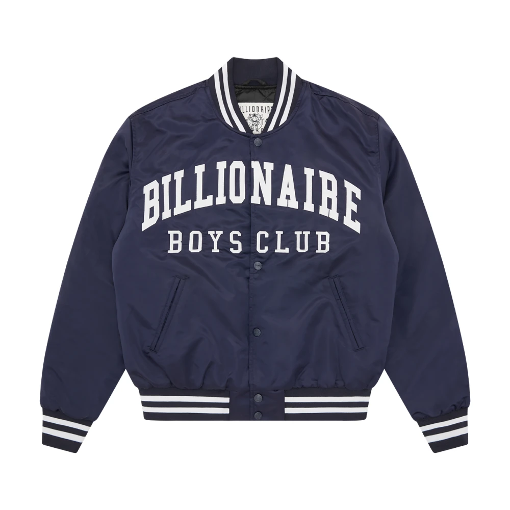 Billionaire Men's Blue Navy Satin Bomber Jacket