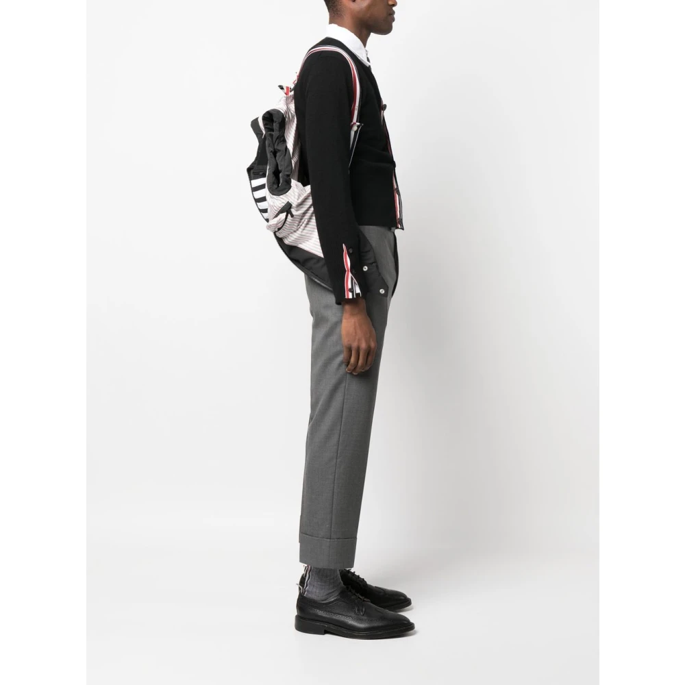 Thom Browne Grijze Gestreepte Gewatteerde Gilet Jas Gray Heren