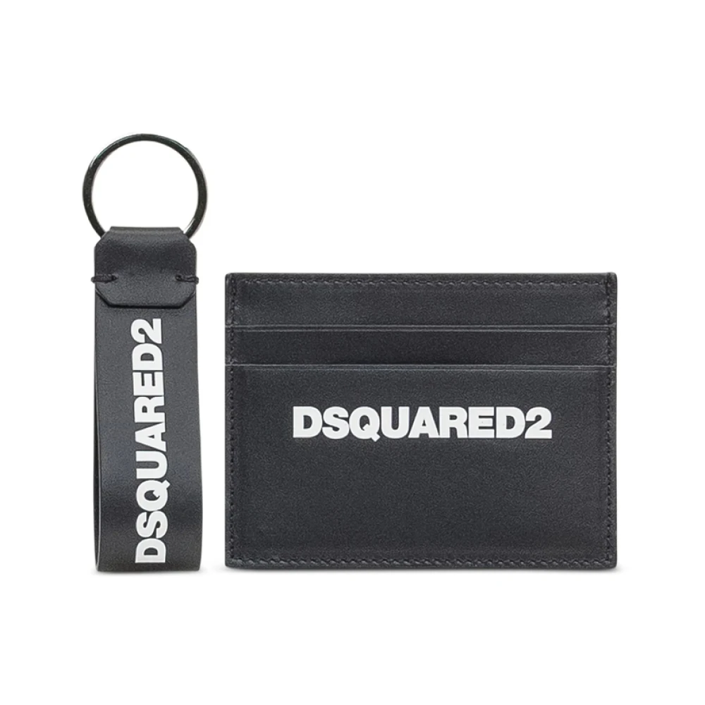 Dsquared2 Men's Black Wallets & Cardholders, One Size, Leather Wallets & Cardholders Key Ring