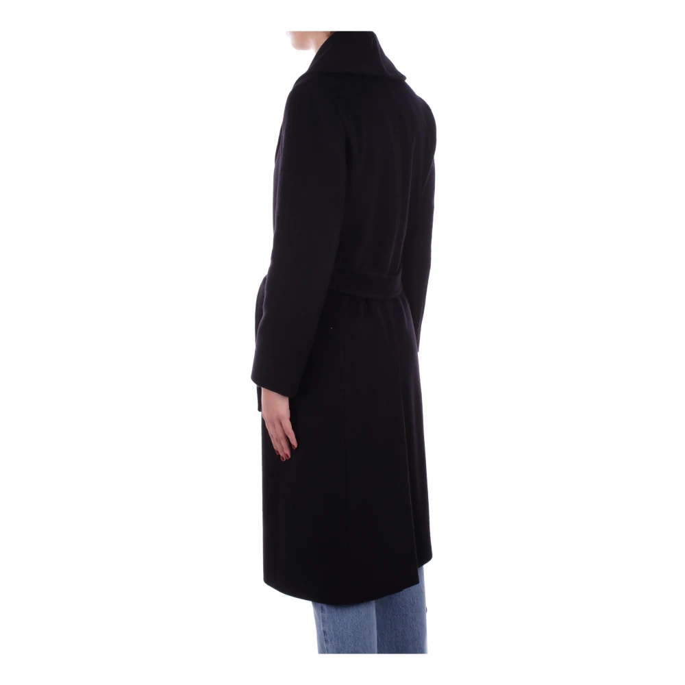 Max Mara Zwarte wollen jas met afneembare riem Black Dames