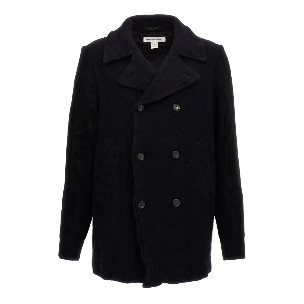 Comme Des Garçons Men's Blue Double-Breasted Coats, L, Wool Double-Breasted Coat
