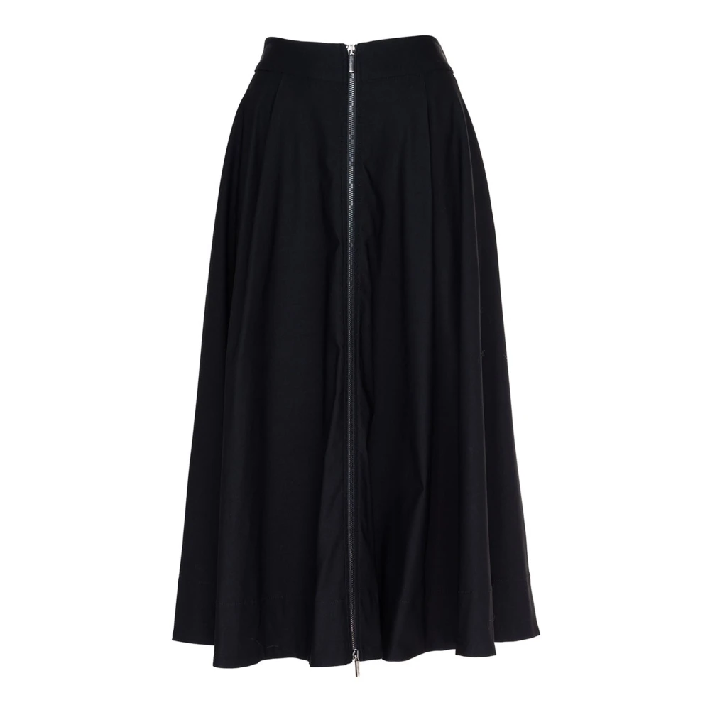 Vicario Cinque Wijd uitlopende Bengalin Rok met Voorrits Black Dames