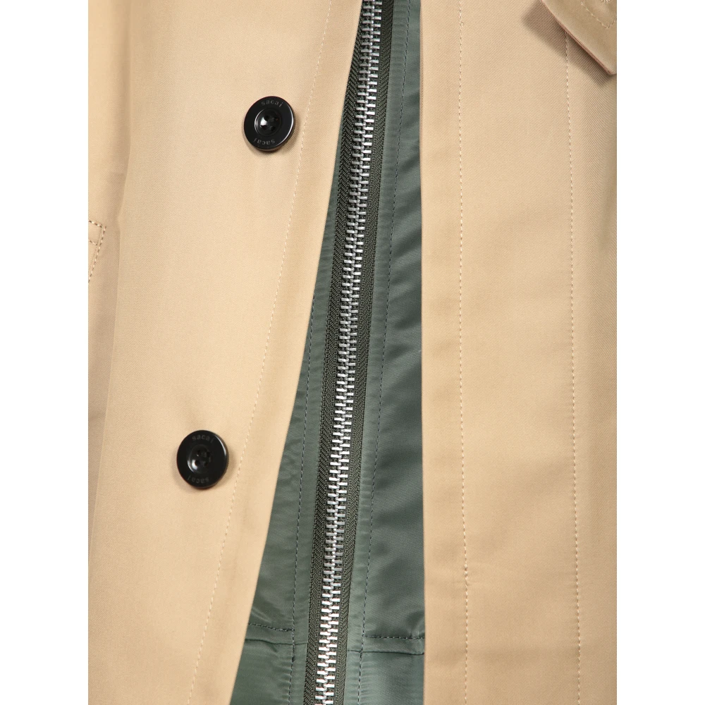 Sacai Beige Jas met Ritssluiting Beige Dames