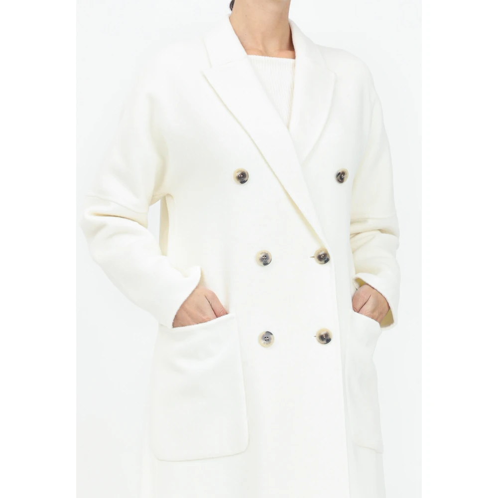 ViCOLO Lange Witte Jas Minimalistisch Ontwerp Beige Dames