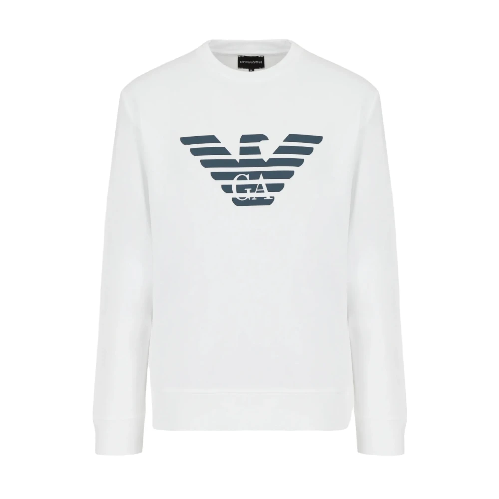 Emporio Armani Klassisk Crewneck Sweatshirt White, Herr