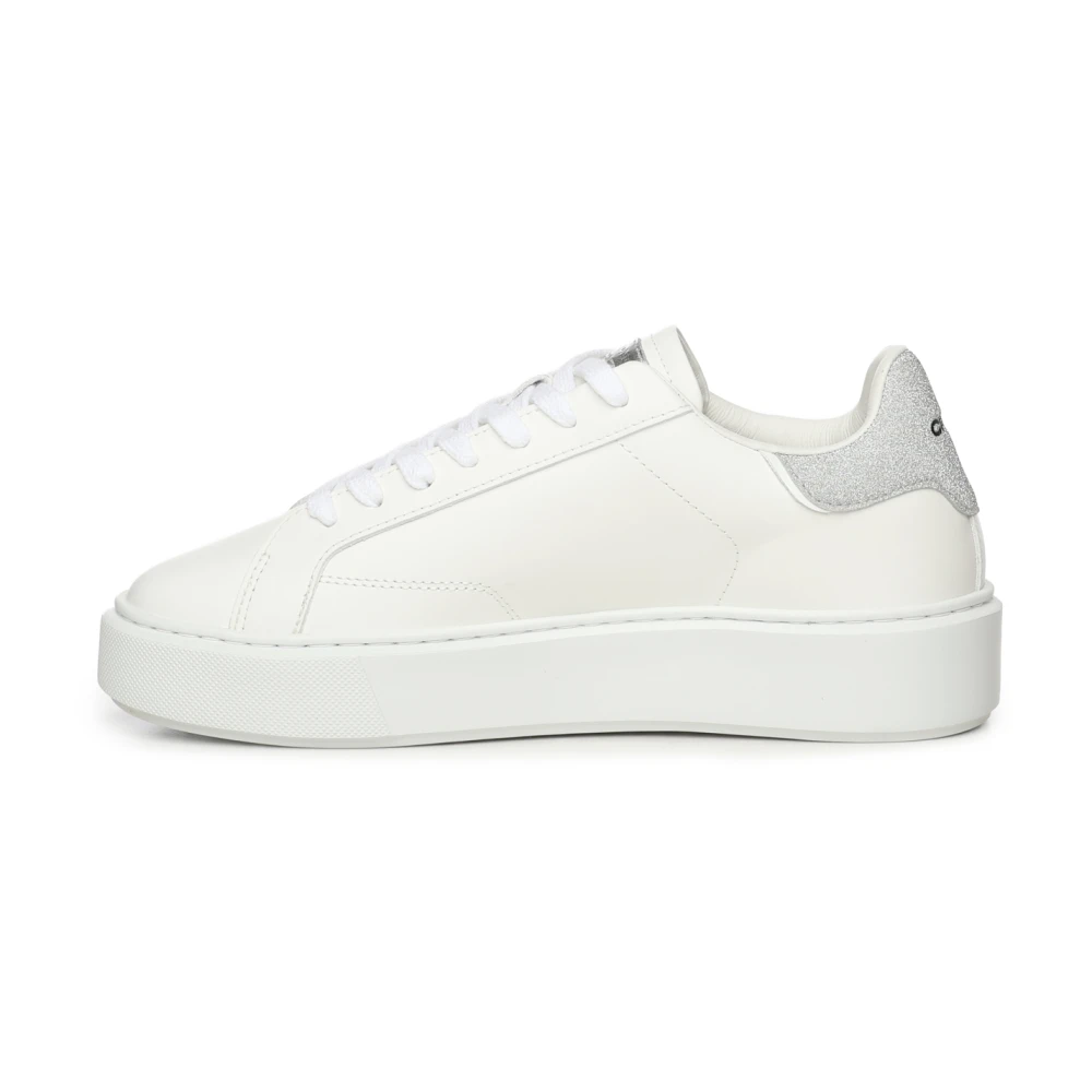 Crime London Witte Leren Sneakers met Ronde Neus
