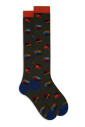 chaussettes-longues-en-coton-vert-pour-hommes-avec-motif-de-poule-multicolore