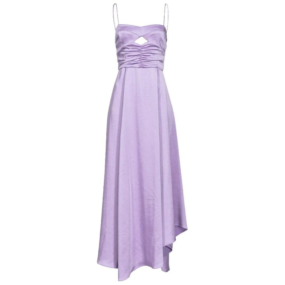 Pinko Elegante Lange Satijnen Jurk met Bandjes Purple Dames